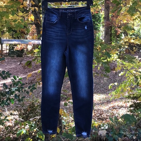 Skinny Distressed Denim Blue Jeans 